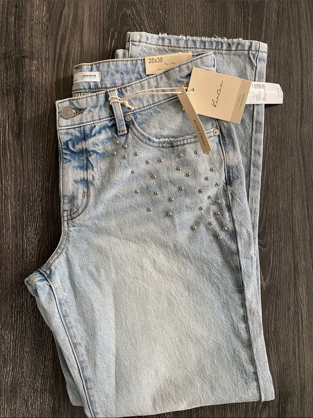 KanCan Light Wash Mid Rise Studded Jeans